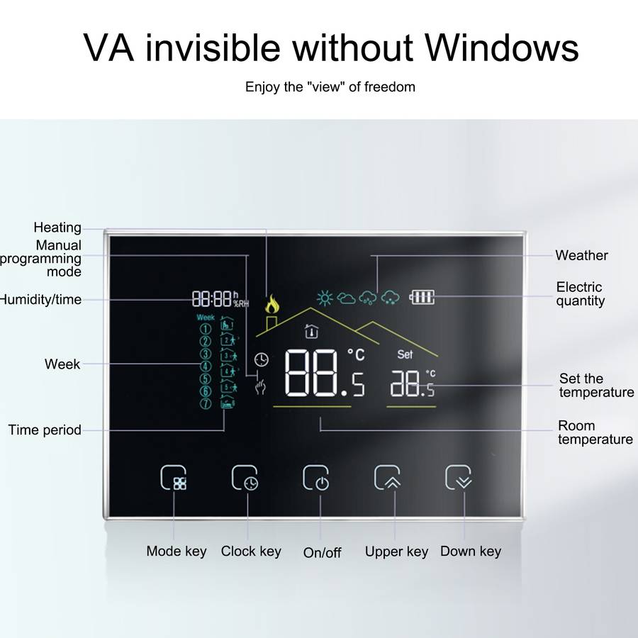 BHT-8000RF-VA- GACW Wireless Smart LED Screen Thermostat With WiFi, Specification:Water / Boiler Hea