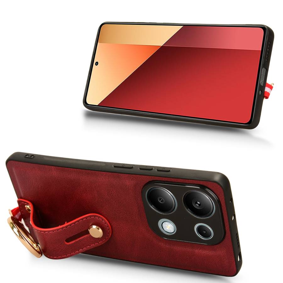 For Xiaomi Poco M6 Pro 4G Wristband Leather Back Phone Case(Red)