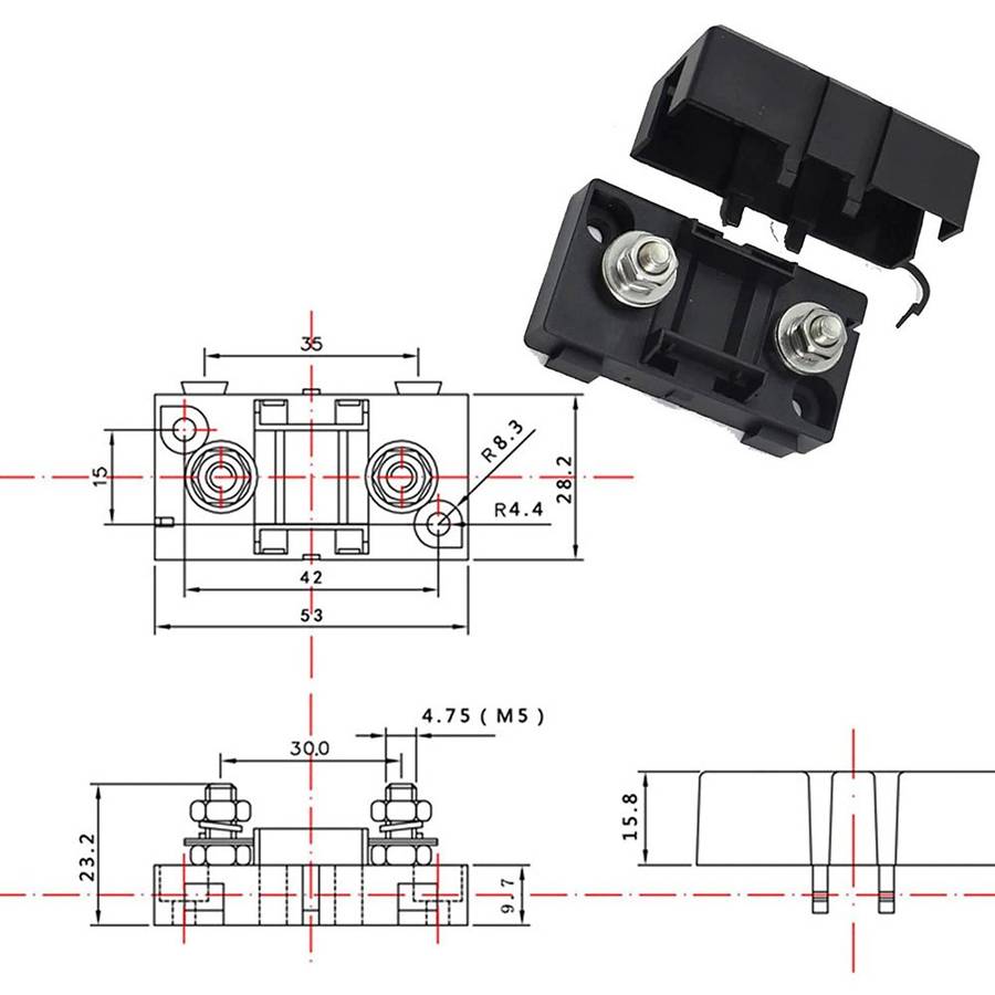 4 in 1 ANS-H Car Fuse Holder Fuse Box, Current:100A