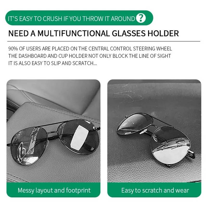 Car Sun Visor Glasses Holder Multifunctional Card Clip Storage Rack(Grey)
