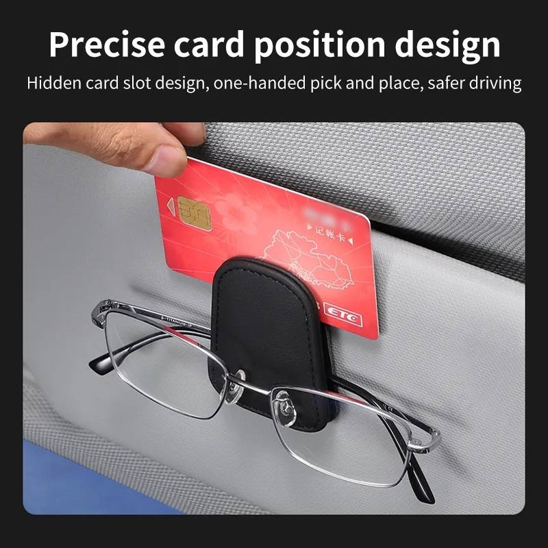 Car Sun Visor Glasses Holder Multifunctional Card Clip Storage Rack(Grey)