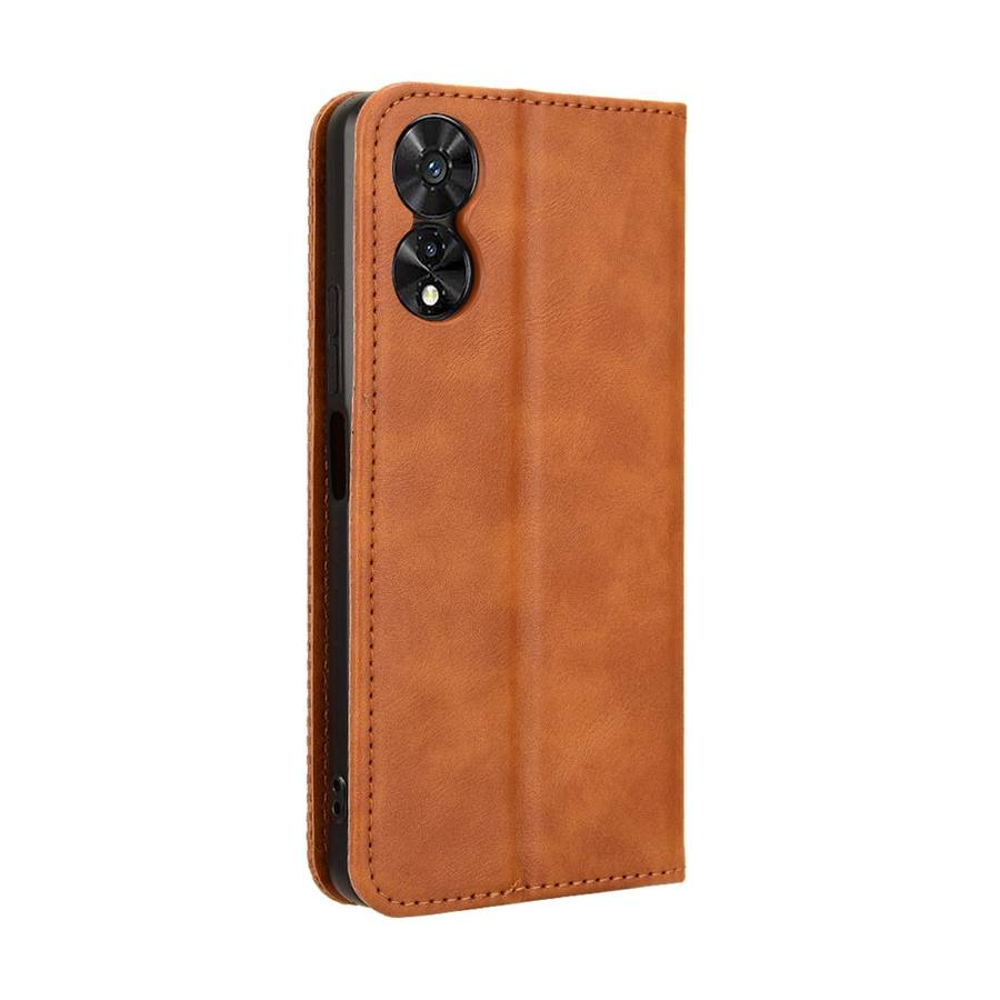 For TCL 50 SE 4G Magnetic Buckle Retro Texture Leather Phone Case(Brown)