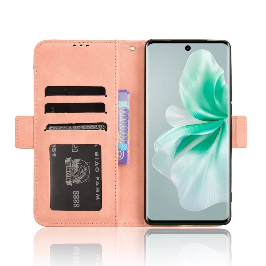 For vivo S18 5G / S18 Pro 5G Skin Feel Calf Texture Card Slots Leather Phone Case(Pink)
