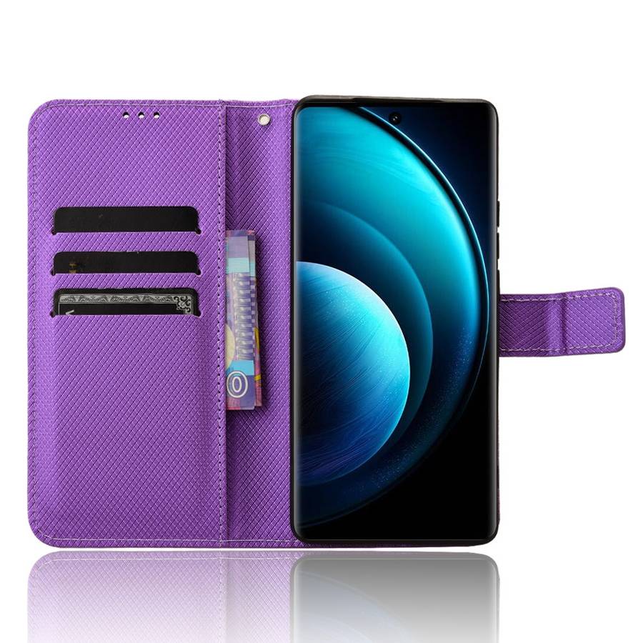 For vivo X100 5G Diamond Texture Leather Phone Case(Purple)