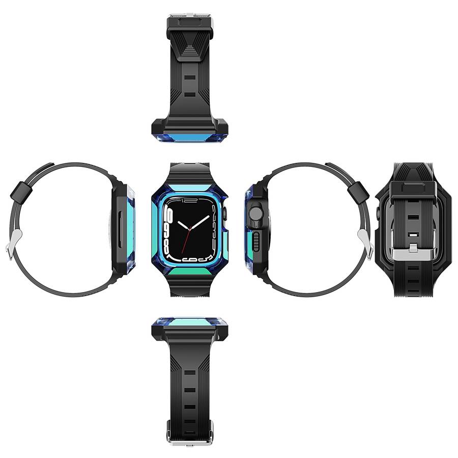 Armor Case Integrated TPU Watch Band For Apple Watch 9 41mm(Blue)