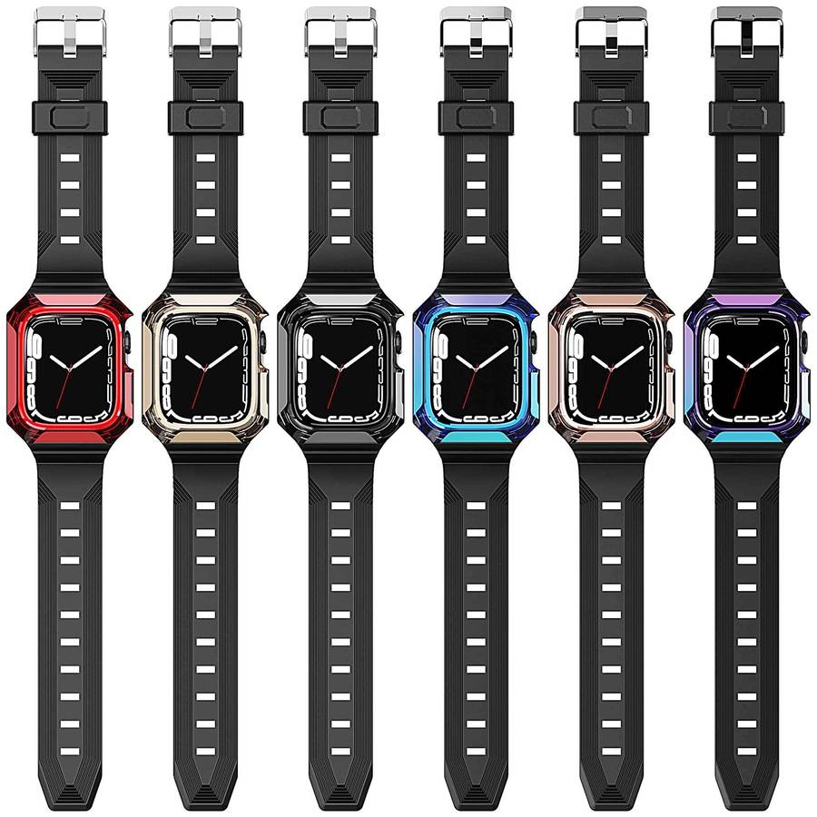 Armor Case Integrated TPU Watch Band For Apple Watch 9 41mm(Blue)