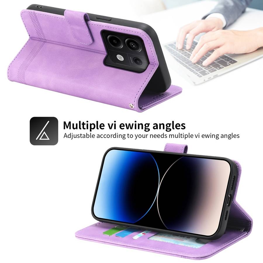 For Xiaomi Redmi Note 13 Pro 5G Dierfeng Dream Line TPU + PU Leather Phone Case(Purple)