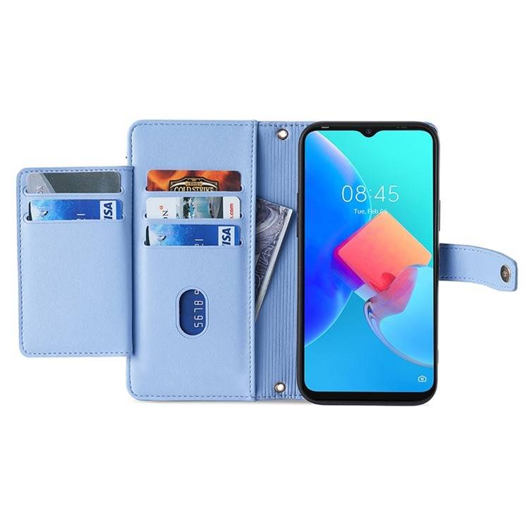 For Realme GT5 Pro 5G Sheep Texture Cross-body Zipper Wallet Leather Phone Case(Blue)