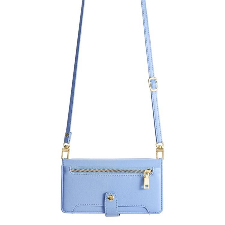For Realme GT5 Pro 5G Sheep Texture Cross-body Zipper Wallet Leather Phone Case(Blue)