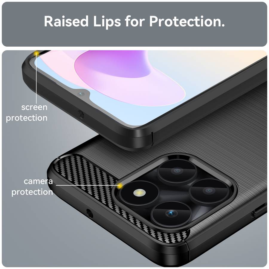 For Honor X6a Brushed Texture Carbon Fiber TPU Phone Case(Blue)