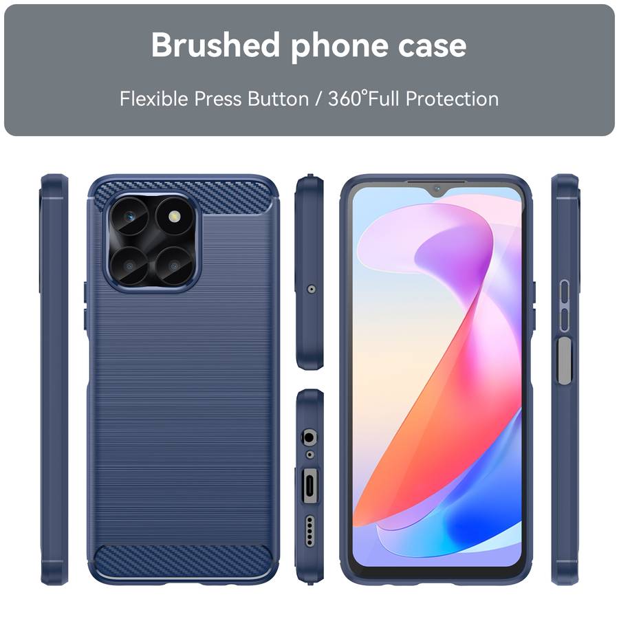 For Honor X6a Brushed Texture Carbon Fiber TPU Phone Case(Blue)