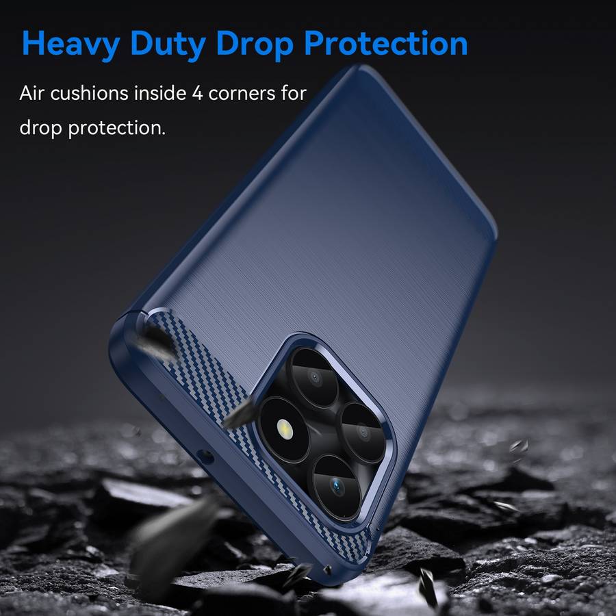 For Honor X6a Brushed Texture Carbon Fiber TPU Phone Case(Blue)