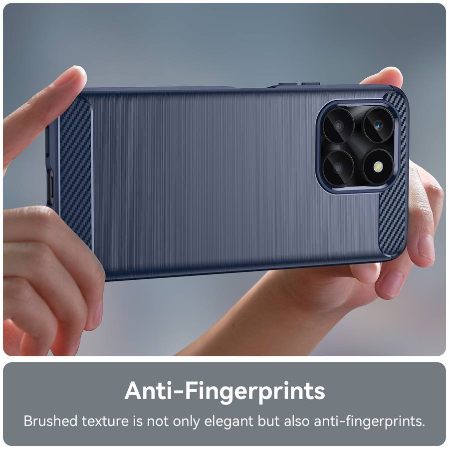 For Honor X6a Brushed Texture Carbon Fiber TPU Phone Case(Blue)