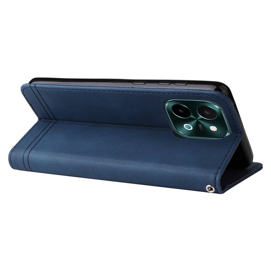 For vivo Y28 4G Global Skin Feel Life Tree Metal Button Leather Phone Case(Blue)