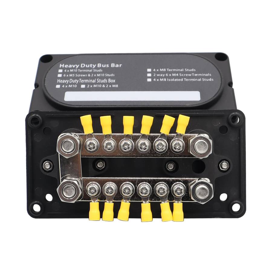 CP-3158 300A 12-48V RV Yacht Modified Double Row 12-way M6 Terminal Busbar with 12pcs Terminals