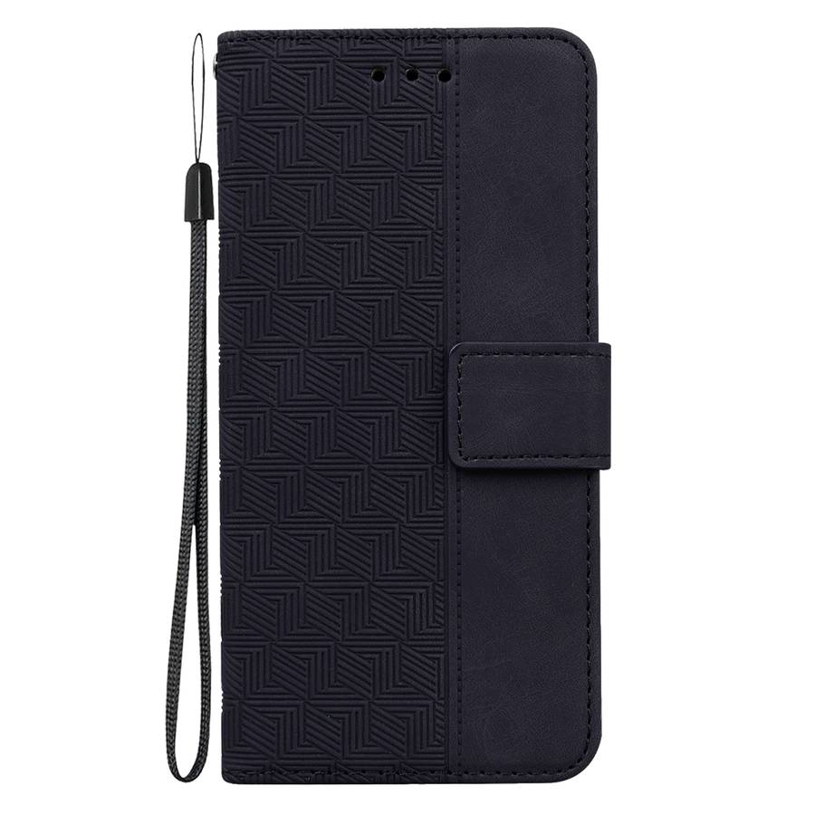 For iPhone 16 Pro Max Geometric Embossed Leather Phone Case(Black)