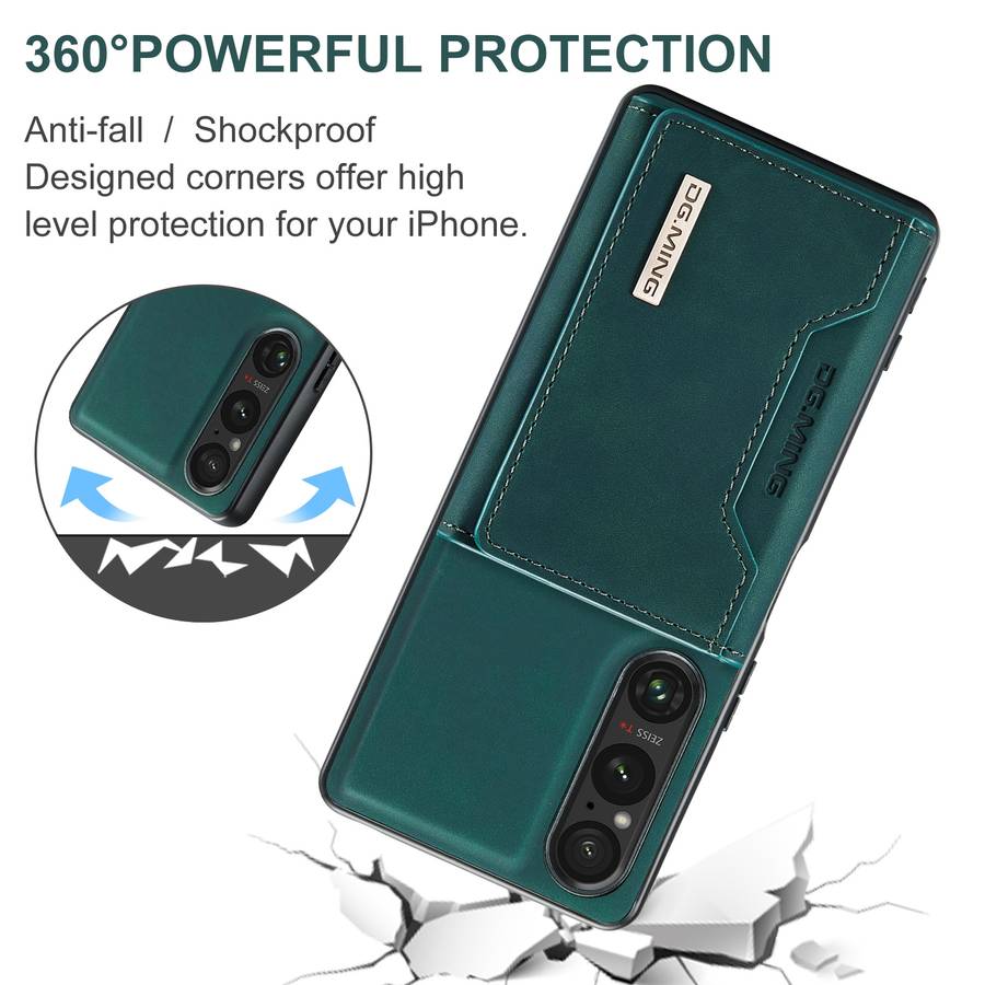For Sony Xperia 1 VI DG.MING M2 Series 3-Fold Multi Card Bag + Magnetic Phone Case(Green)