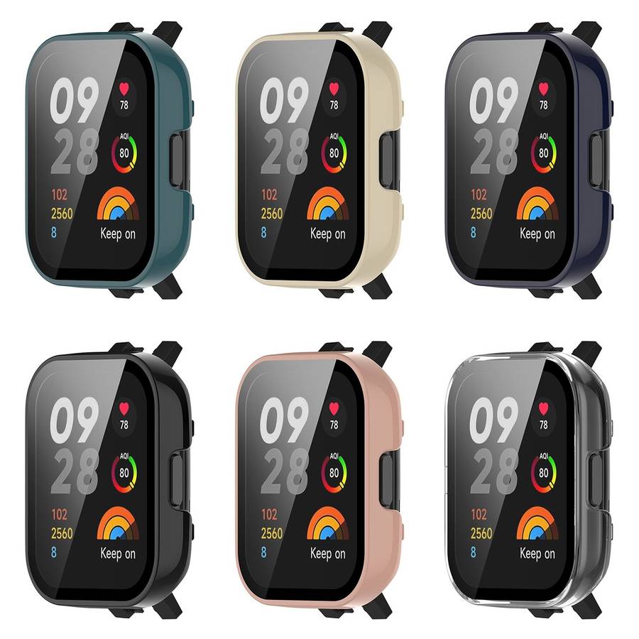 For Xiaomi Mi Watch Lite 3 PC + Tempered Film Integrated Watch Protective Case(Pink)
