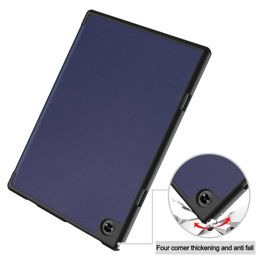 For Teclast M40 Pro 2023 Custer Pure Color 3-Fold Holder Leather Tablet Case(Dark Blue)