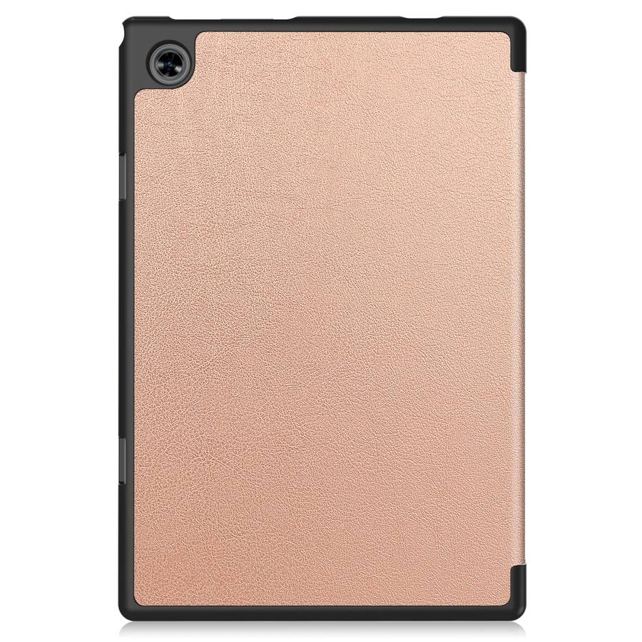 For Teclast M40 Pro 2023 Custer Pure Color 3-Fold Holder Leather Tablet Case(Rose Gold)