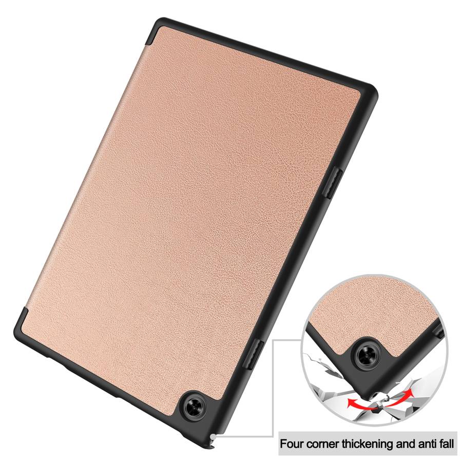 For Teclast M40 Pro 2023 Custer Pure Color 3-Fold Holder Leather Tablet Case(Rose Gold)