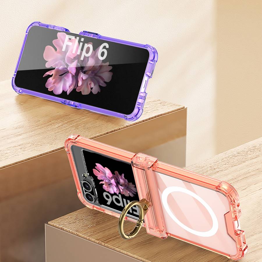 For Samsung Galaxy Z Flip6 GKK MagSafe Airbag Hinge Shockproof Phone Case with Ring Holder(Gree