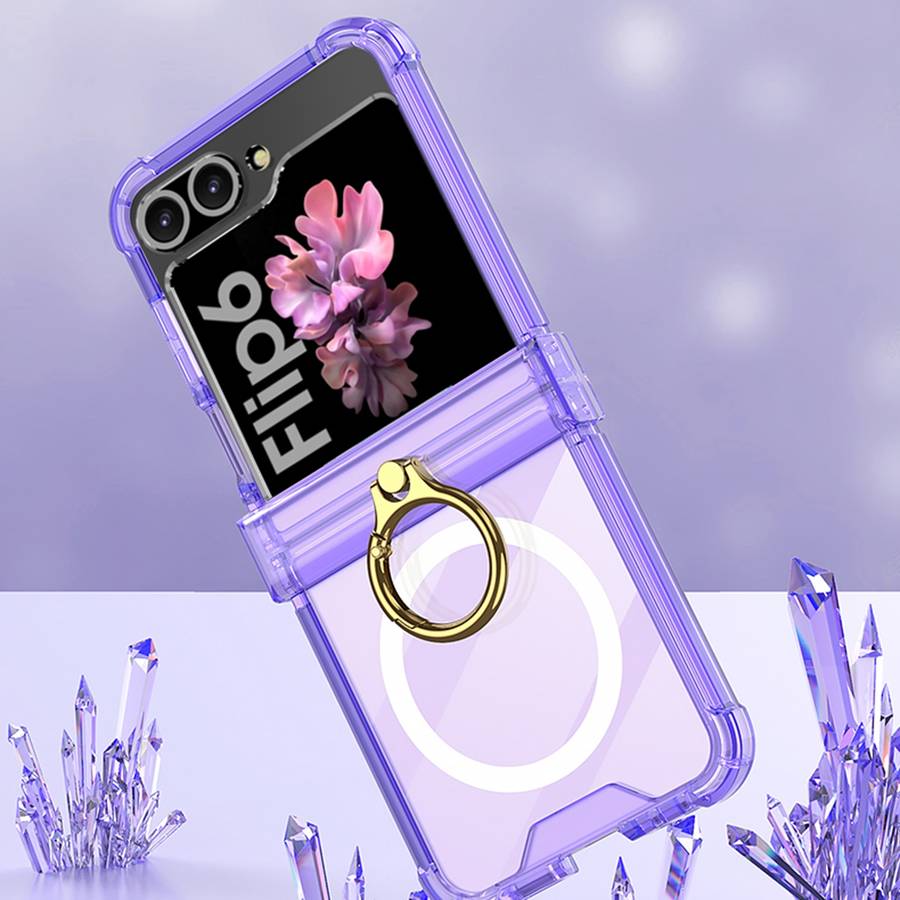 For Samsung Galaxy Z Flip6 GKK MagSafe Airbag Hinge Shockproof Phone Case with Ring Holder(Gree