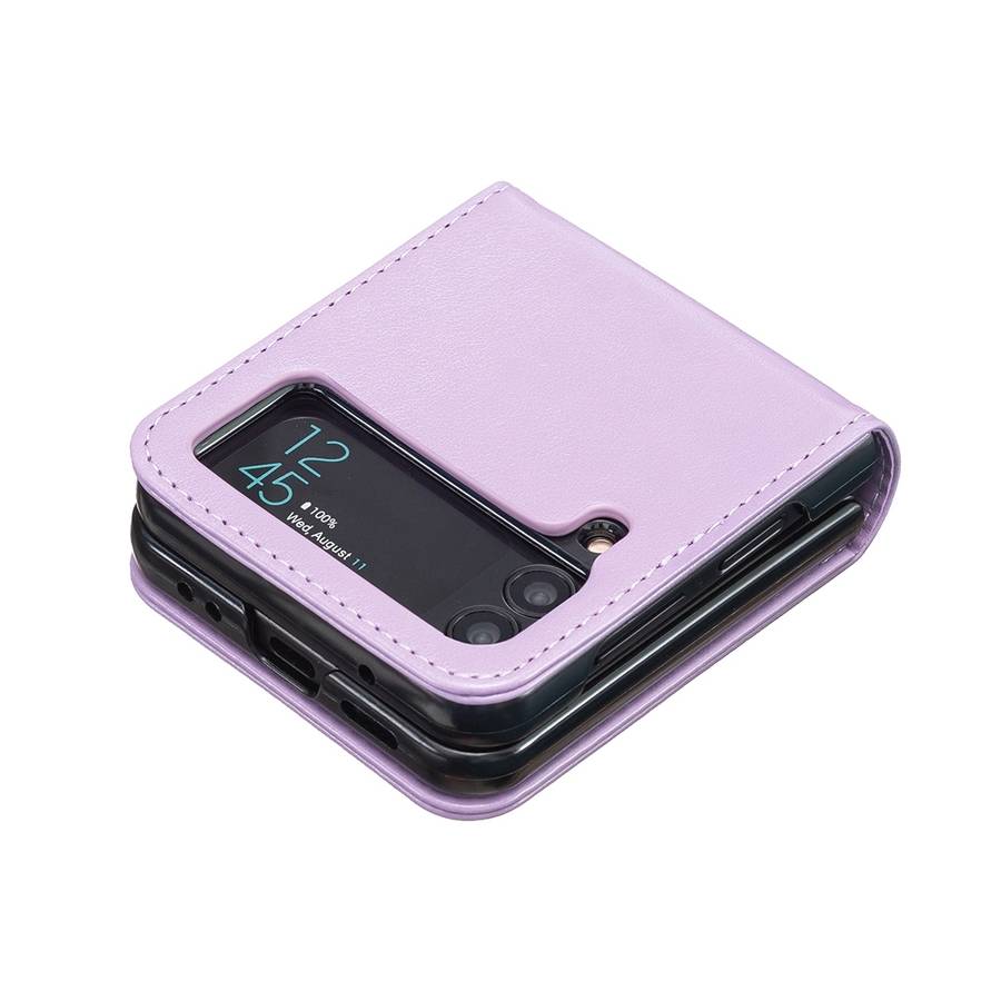 For Samsung Galaxy Z Flip4 Embossing Two Butterflies Leather Phone Case(Purple)