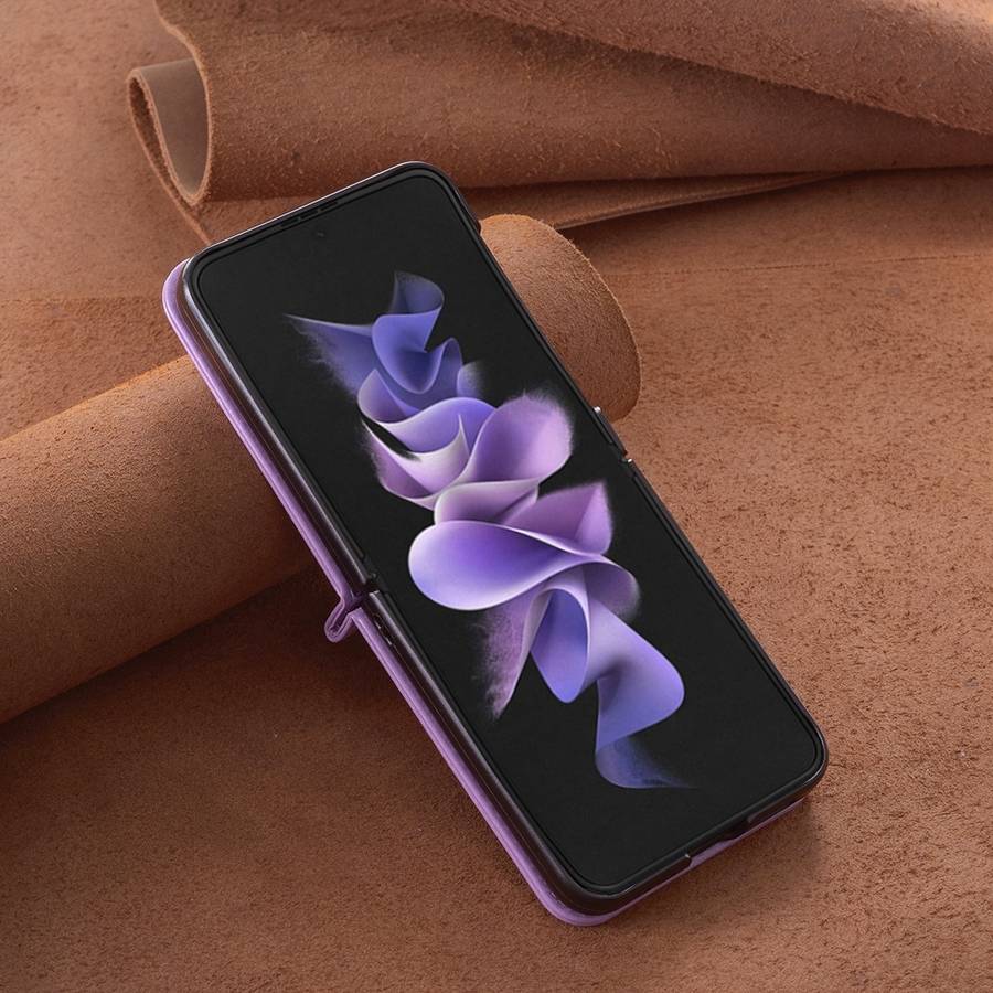 For Samsung Galaxy Z Flip4 Embossing Two Butterflies Leather Phone Case(Purple)