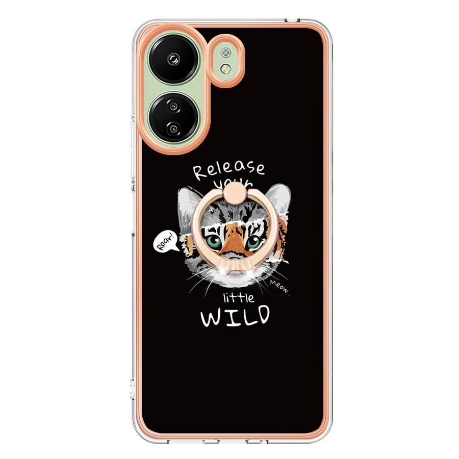 For Xiaomi Redmi 13C 4G Electroplating Dual-side IMD Phone Case with Ring Holder(Natural Growth