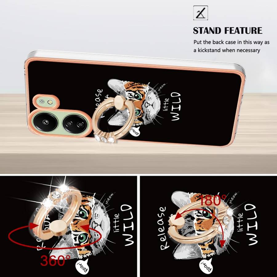 For Xiaomi Redmi 13C 4G Electroplating Dual-side IMD Phone Case with Ring Holder(Natural Growth