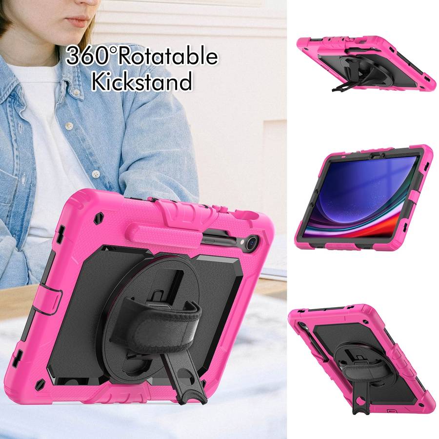 For Samsung Galaxy Tab S9 / S9 FE / S10 FE Lucky Wheel Grip Silicone Hybrid PC ... (Orange+Black)