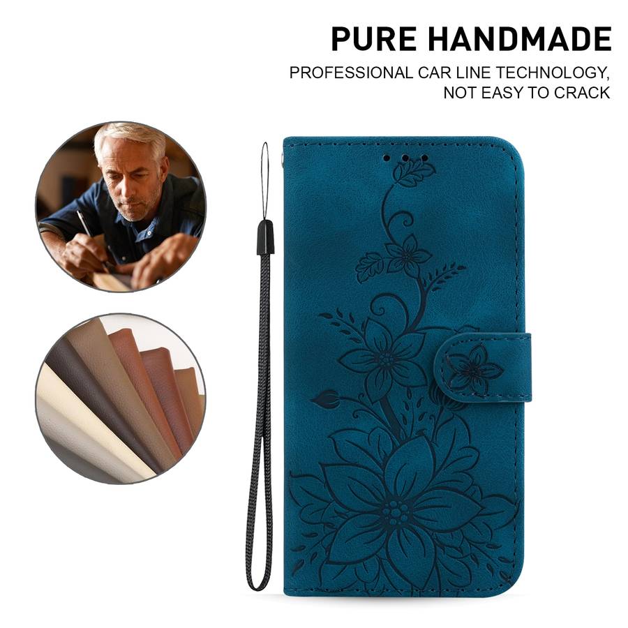 For Motorola Edge 50 Fusion Lily Embossed Leather Phone Case(Dark Blue)
