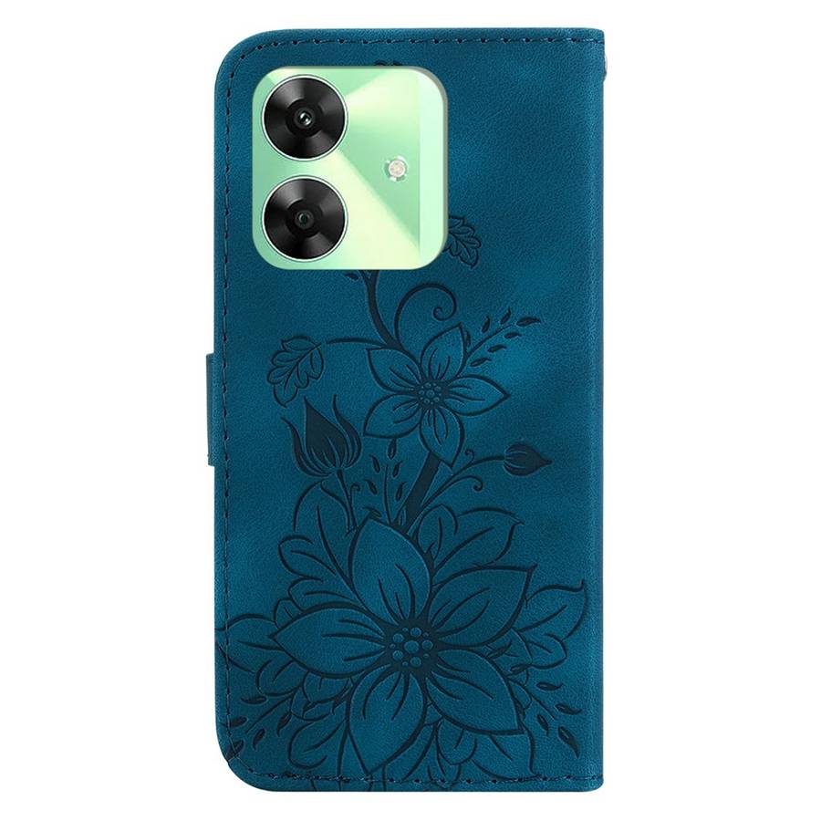 For Realme C61 / C63 / Note 60 Lily Embossed Leather Phone Case(Dark Blue)
