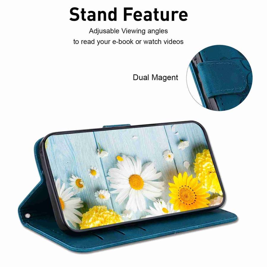 For Realme C61 / C63 / Note 60 Lily Embossed Leather Phone Case(Dark Blue)