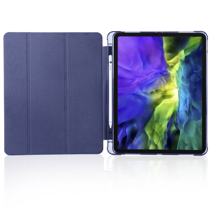 For iPad Air 13 2025 / 2024 / iPad Pro 12.9 (2020) / iPad Pro 12.9(2018) 3-folding ... (Dark Blue)