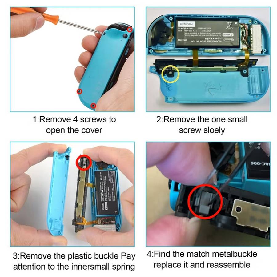 For Switch JoyCon Handle Metal Lock Replacement Parts, Spec:5 in 1 Lock Set Grey