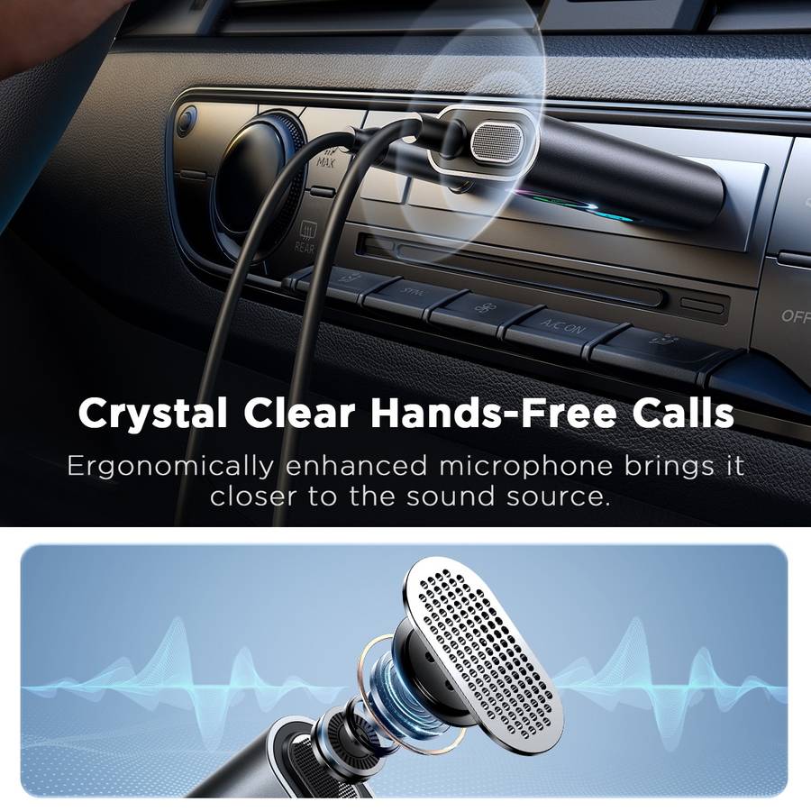 JOYROOM JR-CB7 Car-B Series Car Bluetooth 5.3 Wireless Receiver AUX Adapter Suppor ... (Dark Gray)