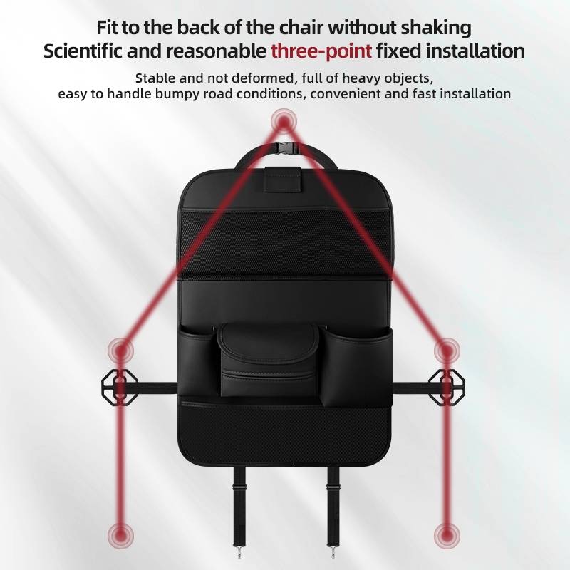 4041 Napa Texture Leather Car Seat Back Storage Bag Folding Dining Table(Black)