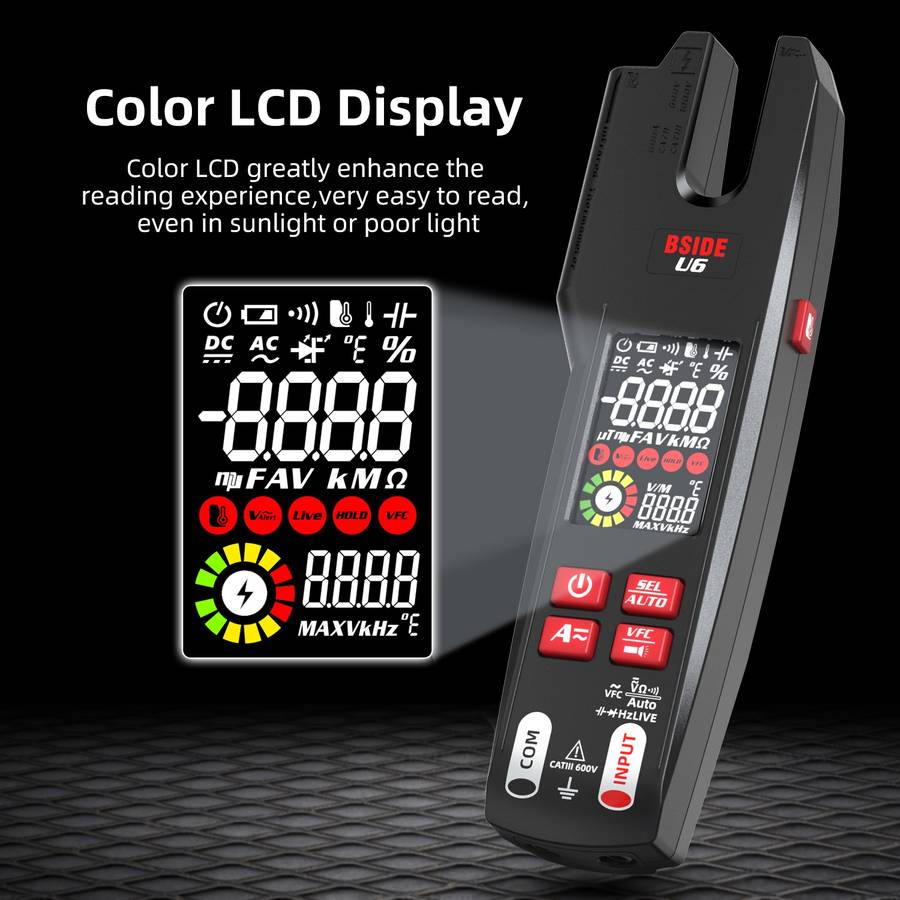 BSIDE U6 AC/DC Clamp-on Infrared Temperature Measurement Multimeter