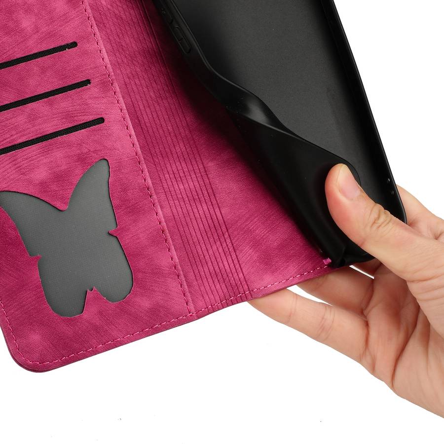 For Xiaomi Redmi 13C / POCO C65 Butterfly Cat Embossing Flip Leather Phone Case(Red)