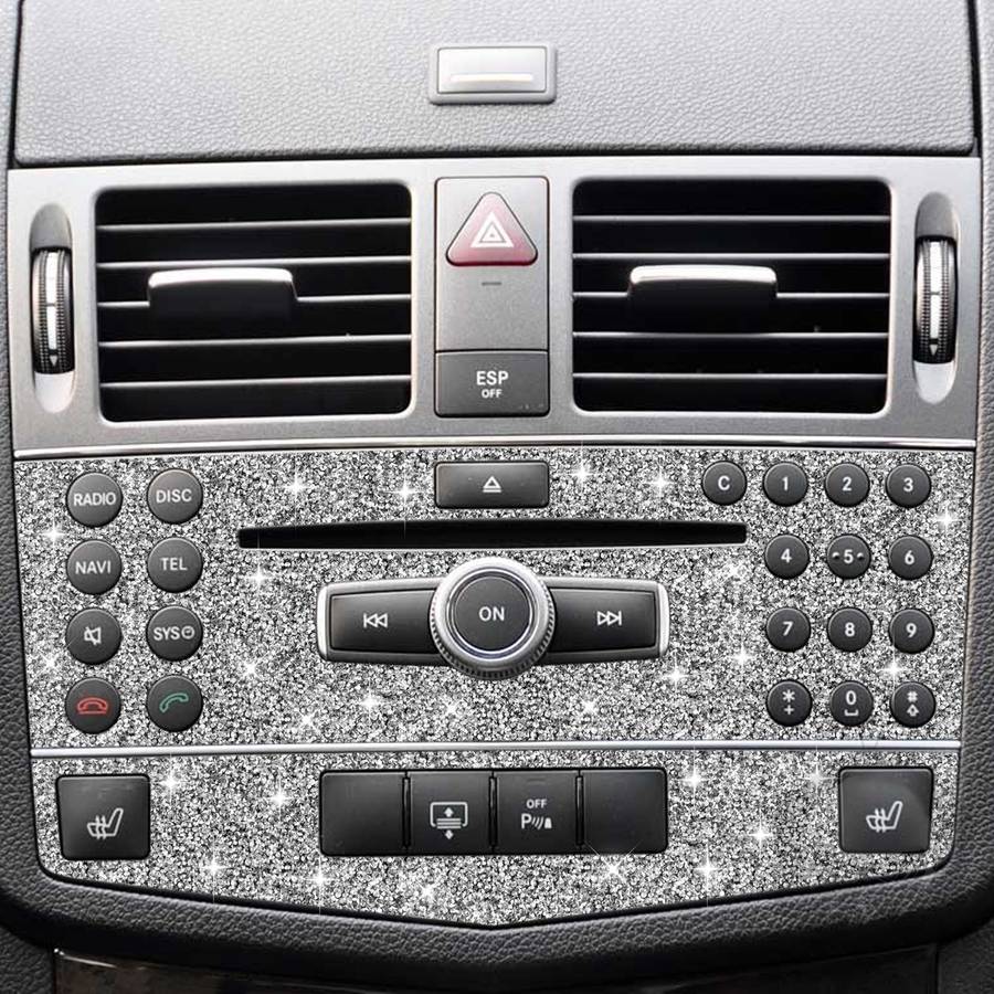 For Mercedes-Benz C-class W204 2007-2010 Car Central Control Panel B Diamond Decorative Sticker, Lef