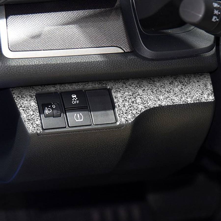 For Honda Civic 2016-2019 Car Headlight Switch Panel Diamond Decorative Sticker, Left-hand Drive