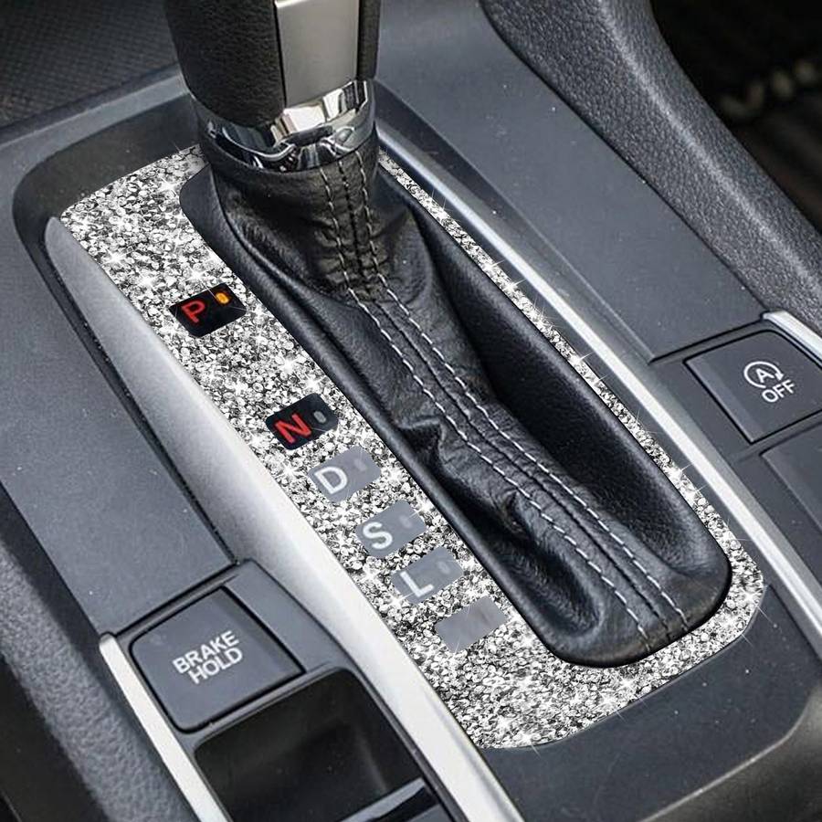 For Honda Civic 2016-2019 Car Gear Button Frame Diamond Decorative Sticker, Left-hand Drive