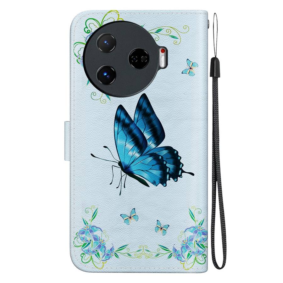 For Tecno Camon 30 Pro CL8 Crystal Texture Colored Drawing Leather Phone Case(Blue Pansies)
