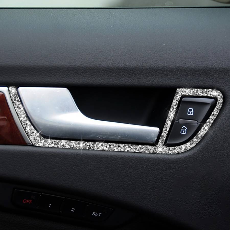 For Audi A4 / A5 / Q5 Car Door Inner Handle Frame Diamond Decoration Sticker, Left and Right Drive