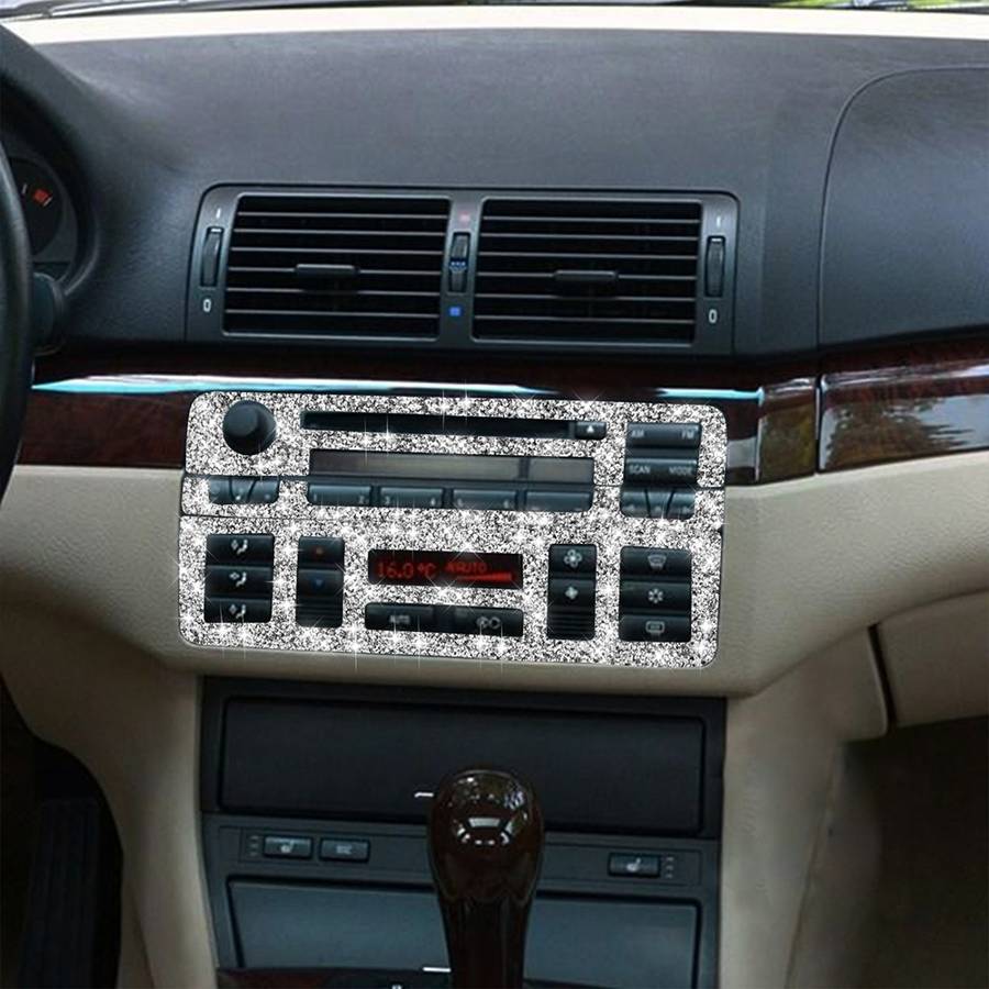 For BMW Series 3 E46 1999-2004 3pcs Car Center Control Panel Diamond Decoration Sticker, Left and Ri