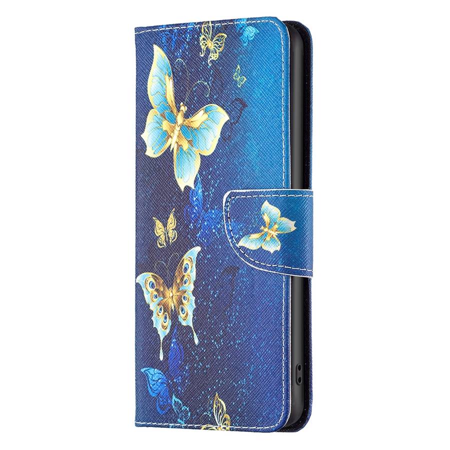 For Motorola Edge 50 Ultra Colored Drawing Pattern Leather Phone Case(Gold Butterfly)