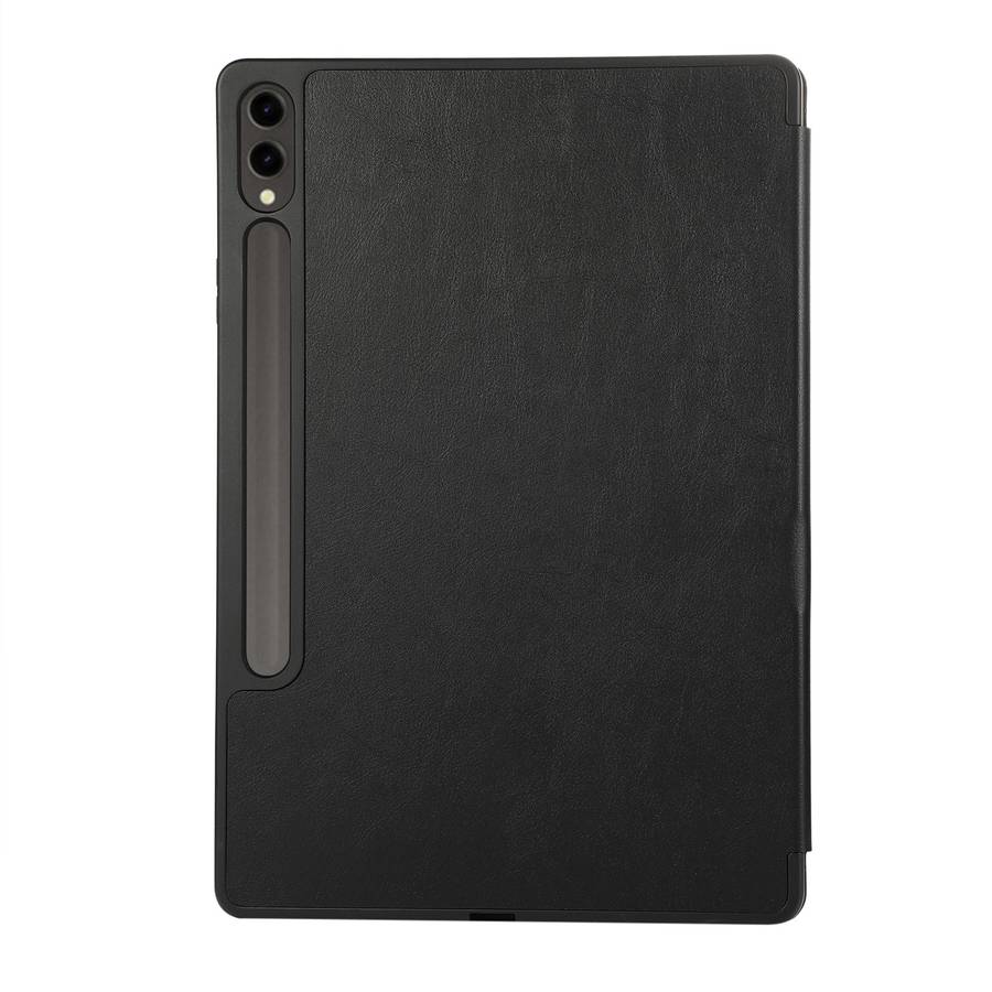 For Samsung Galaxy Tab S9 FE+ 3-Fold Pure Color TPU Leather Tablet Case with Pen Slot(Black)