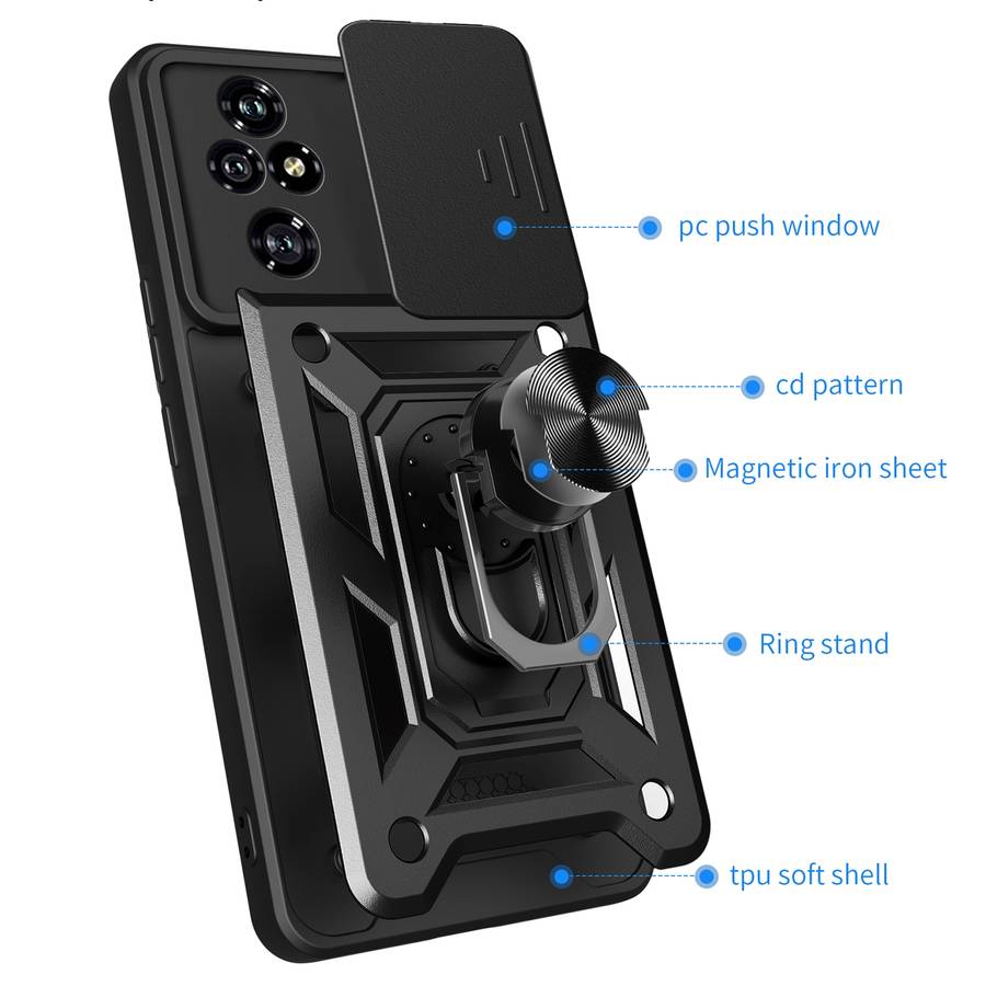 For Honor 200 Pro Sliding Camera Cover Design TPU+PC Phone Case(Black)